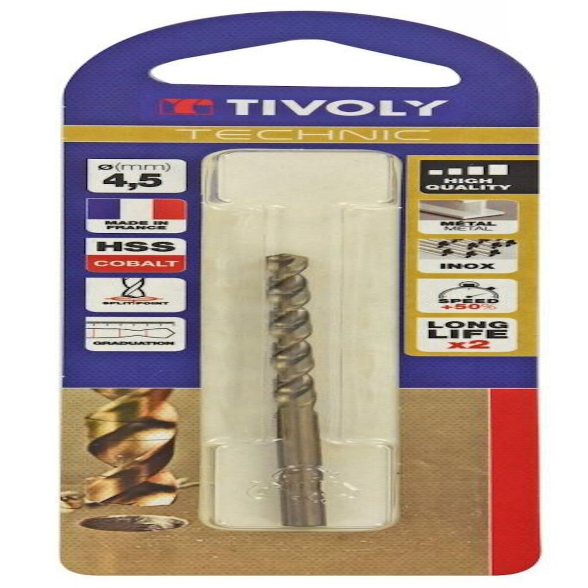 TIVOLY Foret à métal, Diam.4.5 mm, L.47 mm TIVOLY