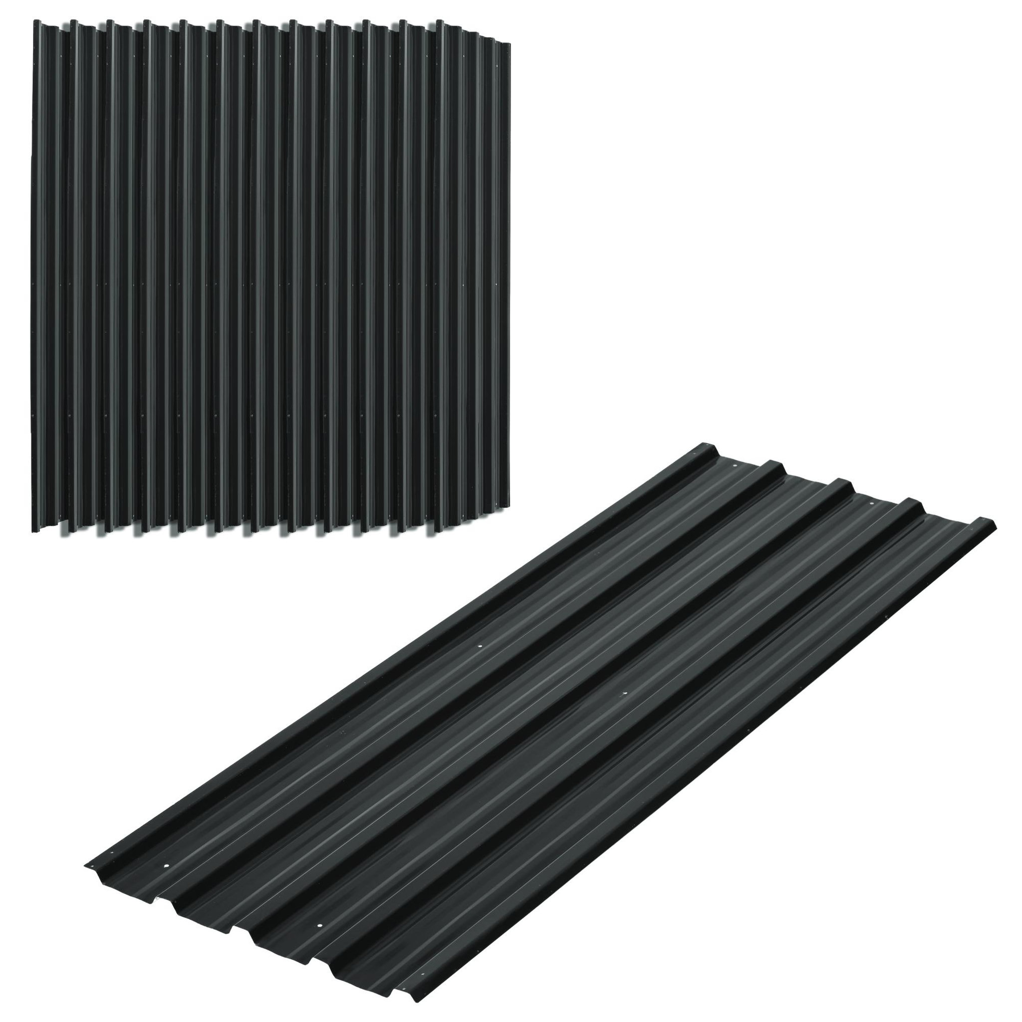 OUTSUNNY Lot de 12 panneaux - dim. 129L x 45l cm - tôle acier ondulé anthracite
