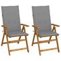 Voir la diapositive 1 : VIDAXL Chaises inclinables de jardin lot de 2 et coussins Bois acacia
