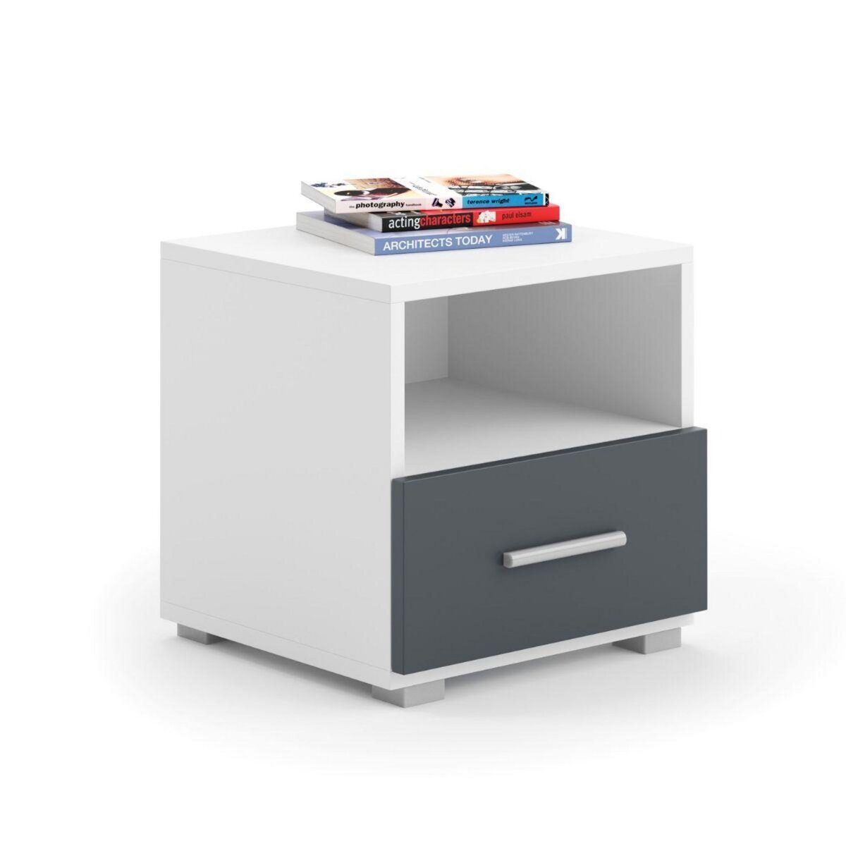 KOBI Table de Chevet Emi avec Tiroir Gris - Mobilier Pratique pour Enfants