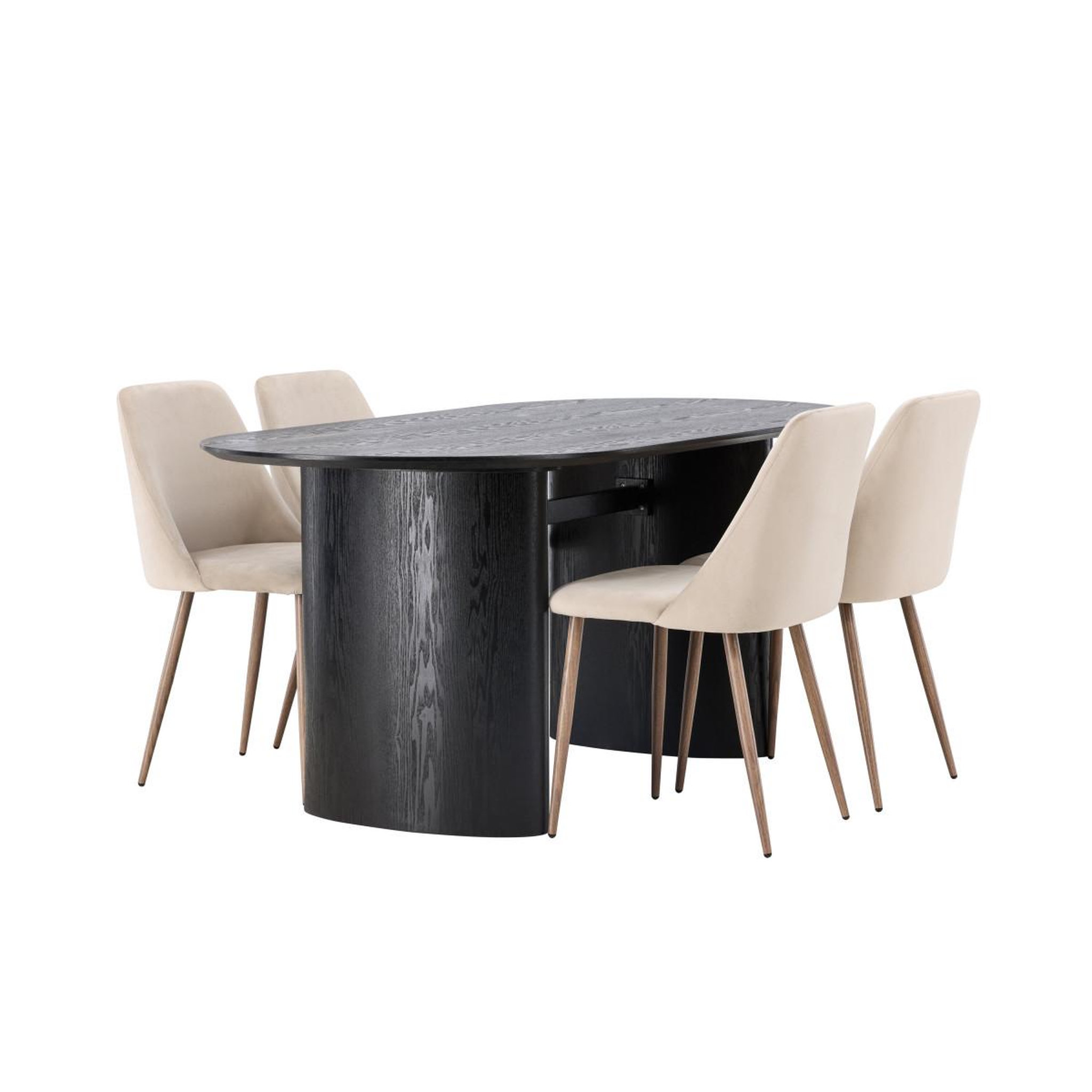 Voir la diapositive 3 : Paris Prix Ensemble table à manger & 4 chaises  isolde & night  180cm noir & beige
