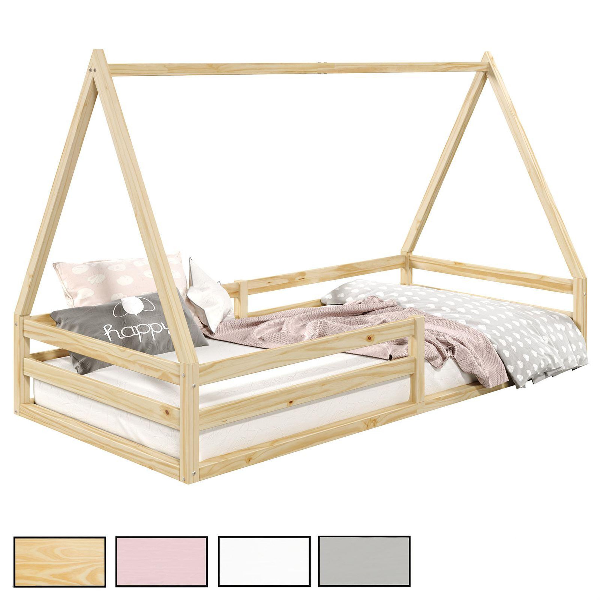 IDIMEX Lit cabane SILA 90 x 200 cm, en pin massif. Coloris disponibles : Marron, Blanc