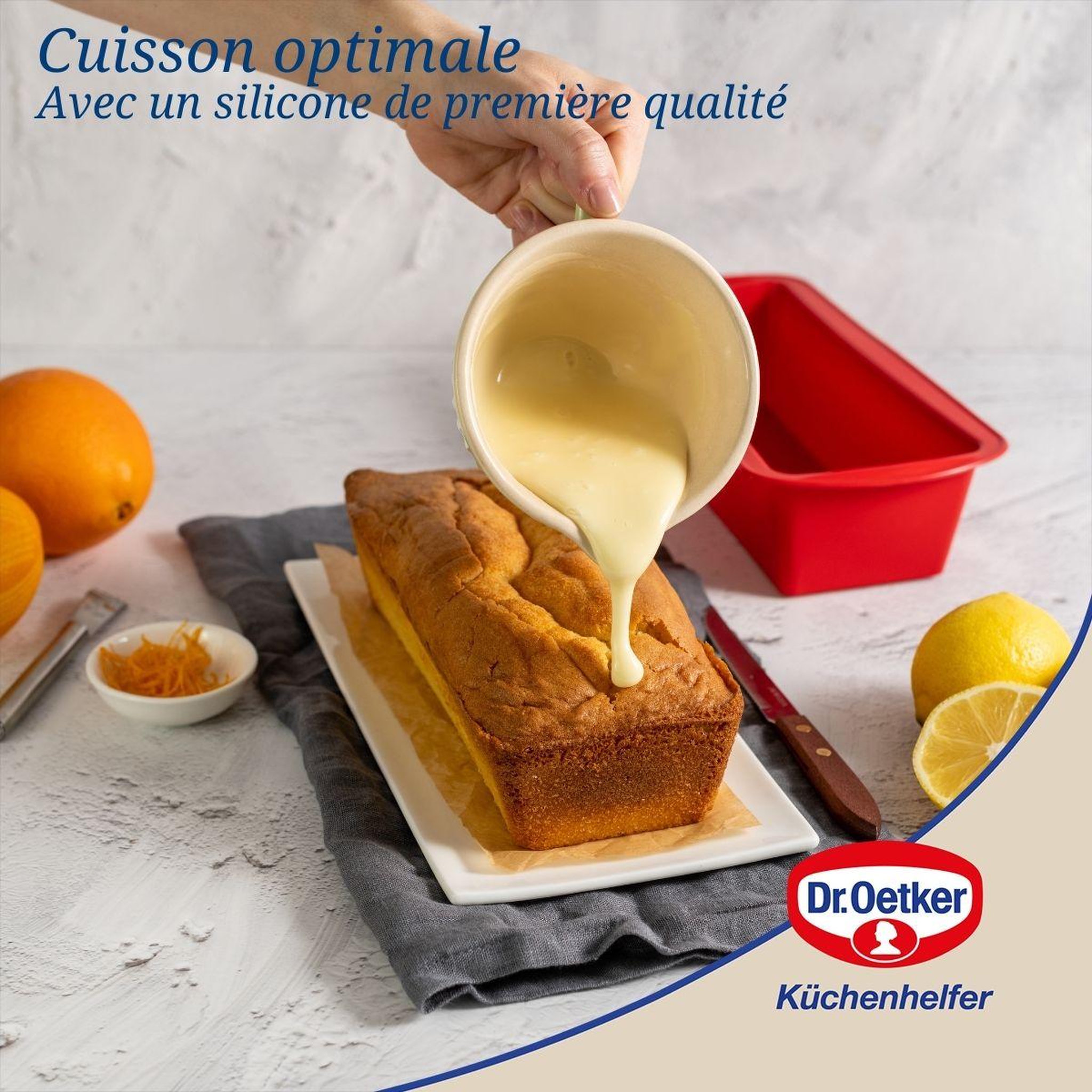 Voir la diapositive 3 : DR.OETKER Lot de 2 moules à gâteaux 24/24 cm en silicone dr oetker flexxibel love