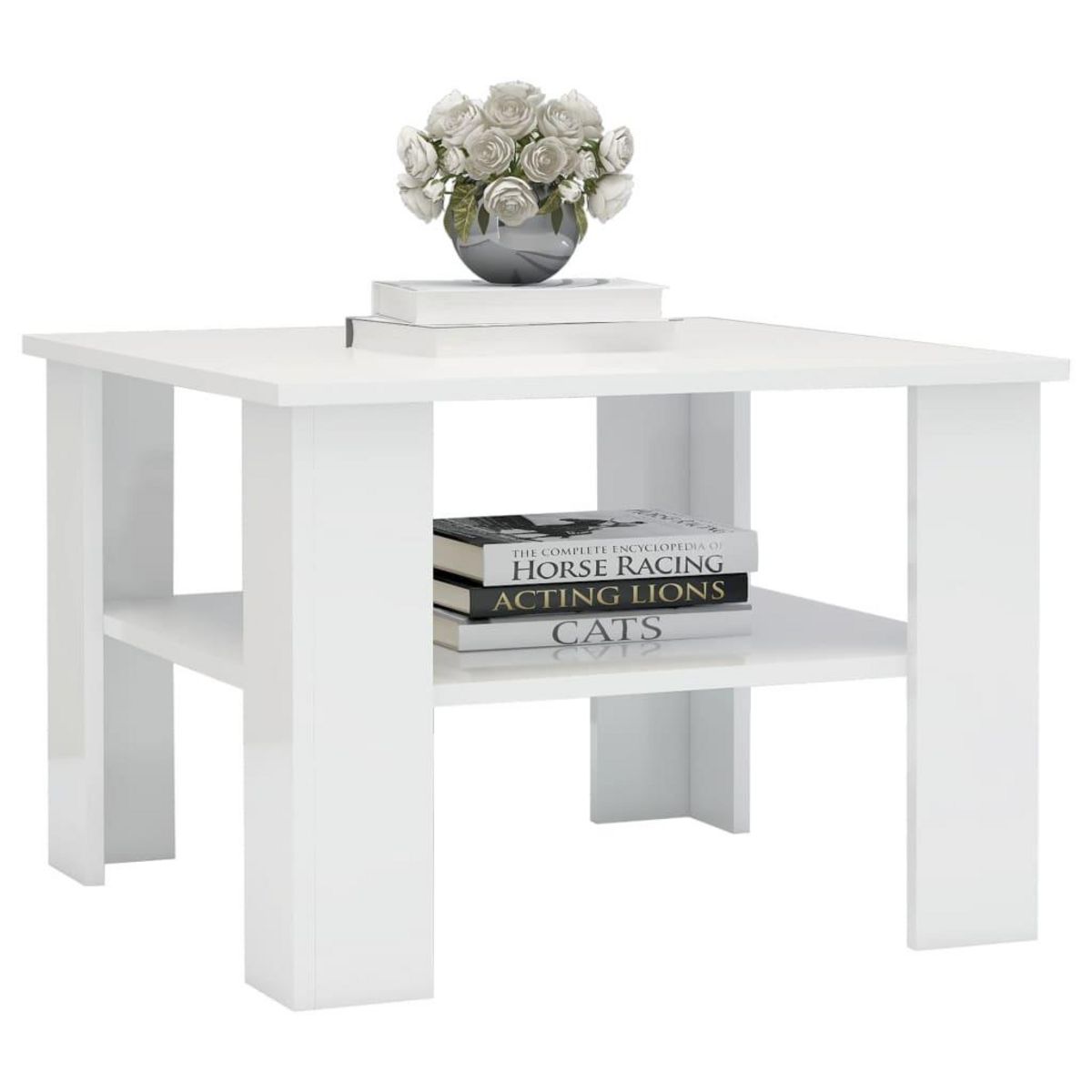 VIDAXL Table basse Blanc brillant 60x60x42 cm Bois d'ingenierie
