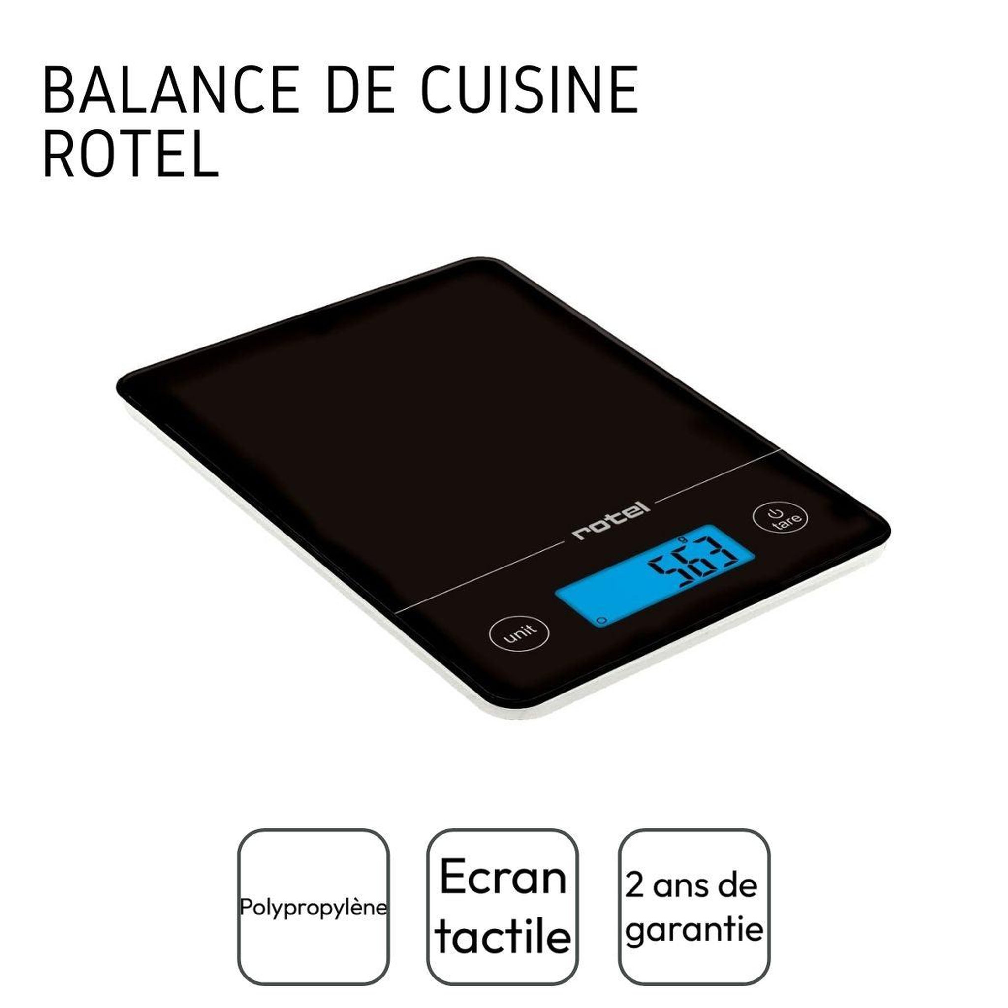 Voir la diapositive 4 : Rotel Balance de cuisine noir électronique écran tactile rotel