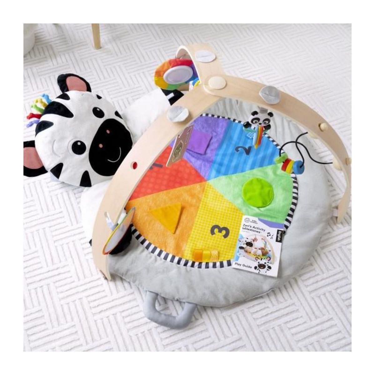 BABY EINSTEIN BABY EINSTEIN Zen's Activity Milestones tapis d'éveil avec barre en bois, jouets multisensoriels, des la naissance