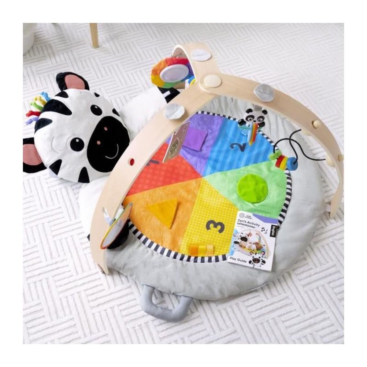 BABY EINSTEIN BABY EINSTEIN Zen's Activity Milestones tapis d'éveil avec barre en bois, jouets multisensoriels, des la naissance