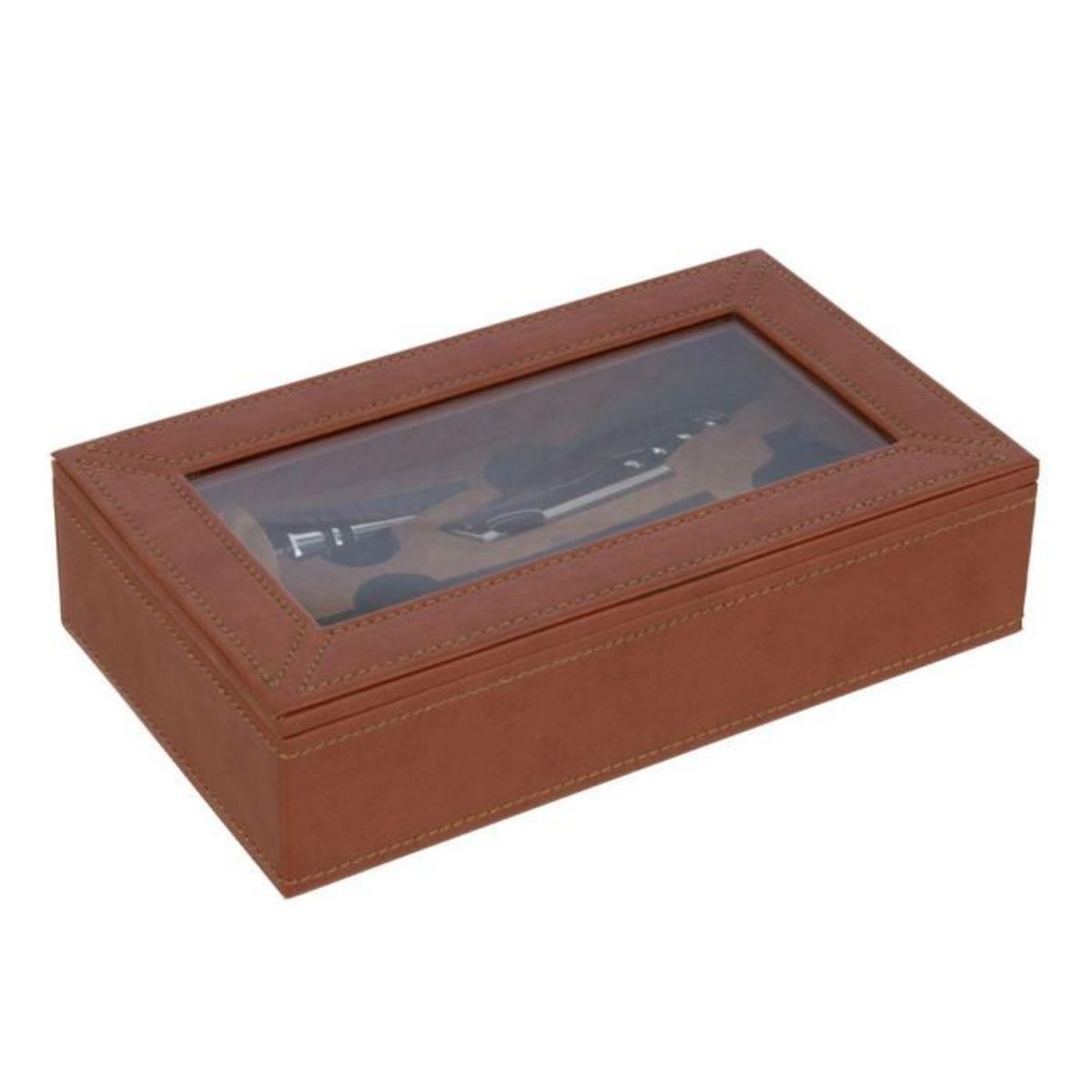 Paris Prix Boîte 6 Accessoires Vin  Ezra  23cm Cognac