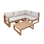 Voir la diapositive 1 : SWEEEK Salon de jardin modulable bois d'acacia et tissu beige 4 places - Tula