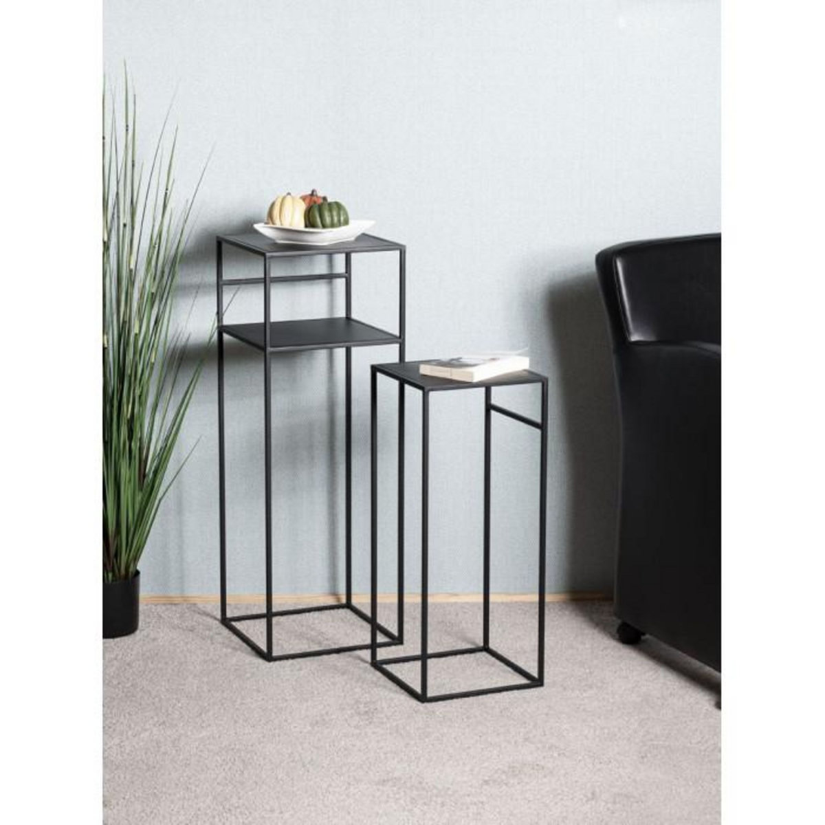 Paris Prix Lot de 2 Tables d'Appoint Design  Mino  85cm Noir
