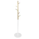 The Home Deco Factory Portemanteau bicolore en bois 5 accroches - Blanc et marron