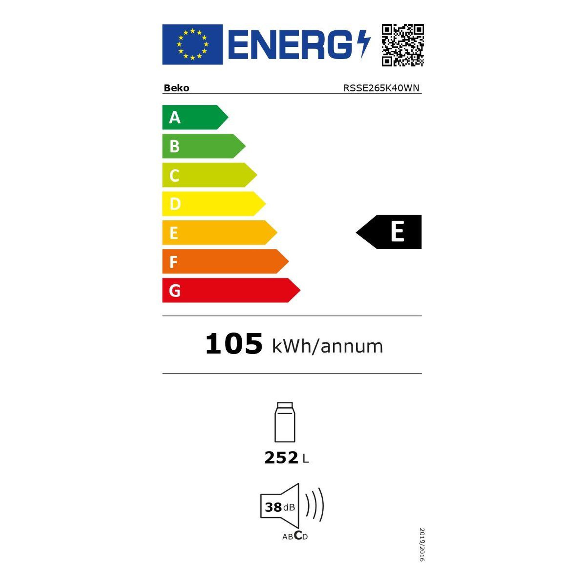 Voir la diapositive 6 : Beko Réfrigérateur 1 porte RSSE265K40WN