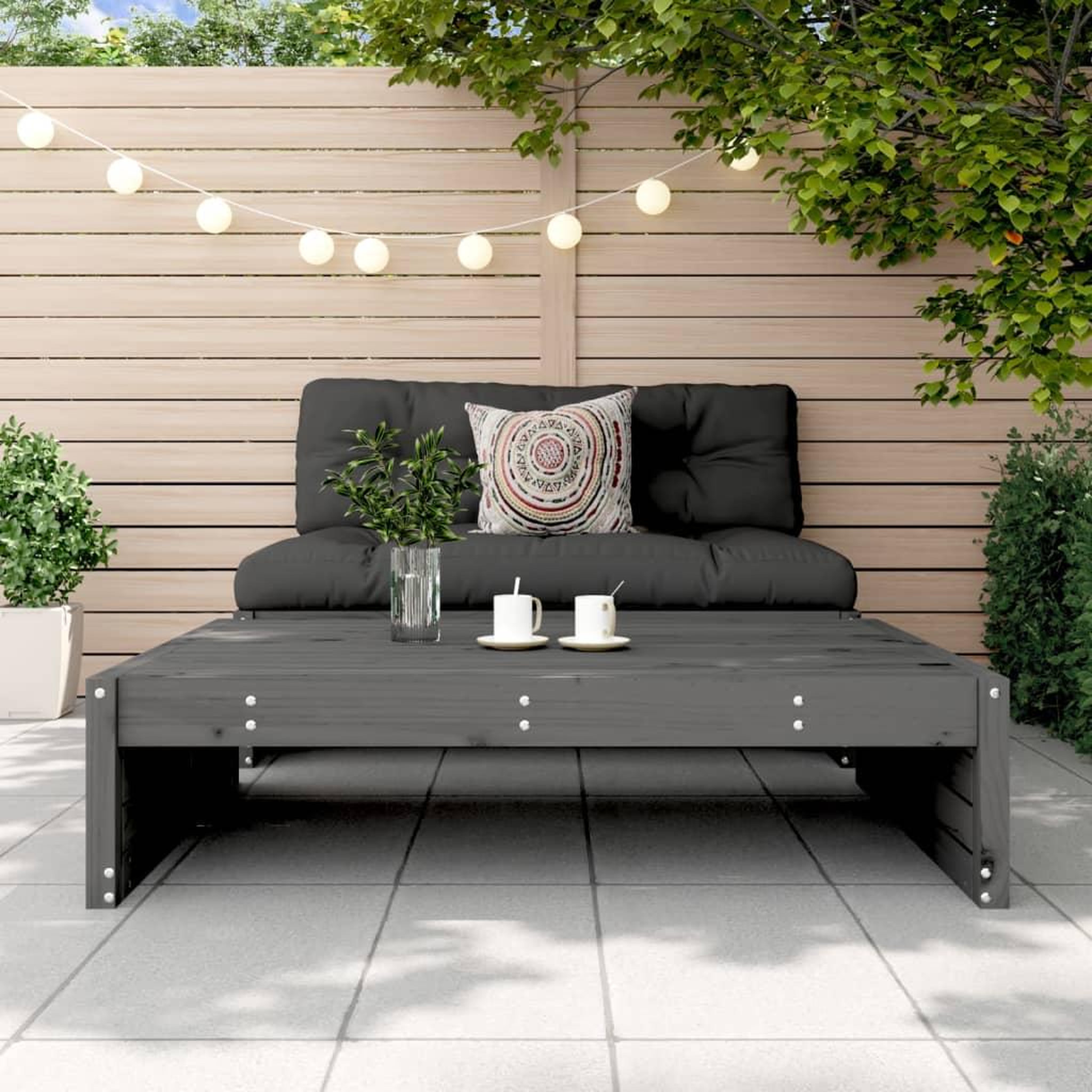 Voir la diapositive 3 : VIDAXL Repose-pied de jardin 120x80 cm gris bois de pin massif