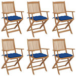 VIDAXL Chaises pliables de jardin lot de 6 avec coussins Bois d'acacia