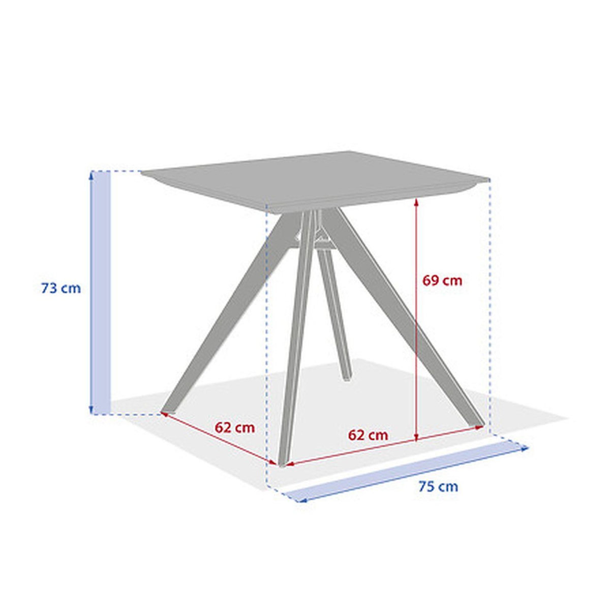 HESPERIDE Table de jardin carré en aluminium 2 places TERZANO - Vanille et argile