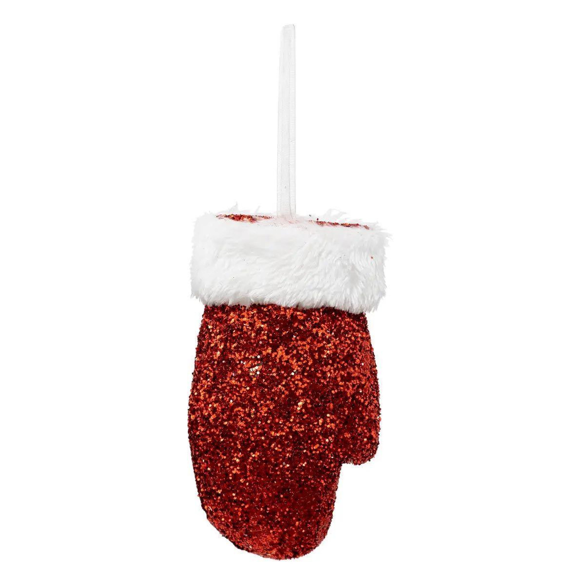 ATMOSPHERA Sujet de noël pailleté  gant  15cm rouge