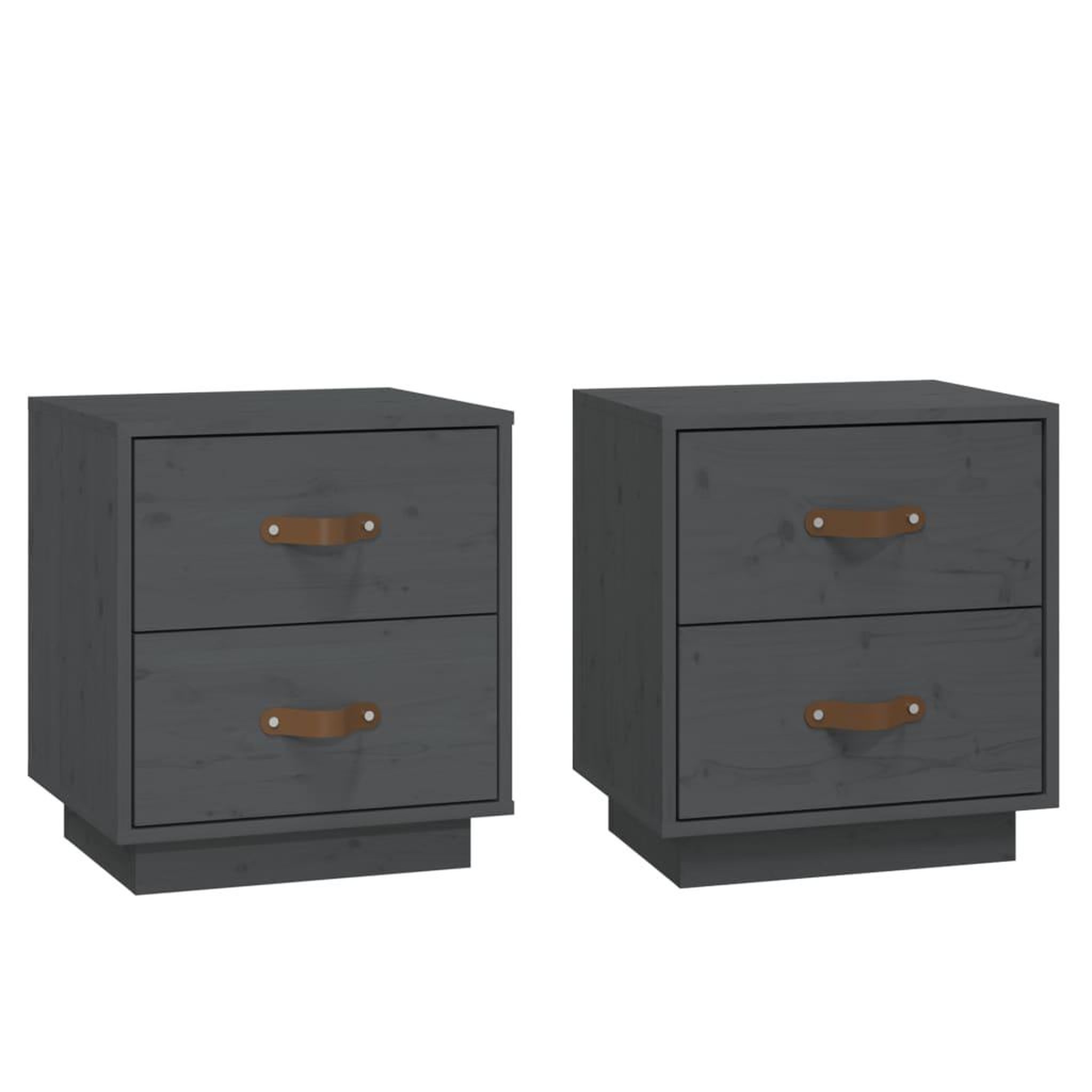 Voir la diapositive 2 : VIDAXL Tables de chevet 2 pcs Gris 40x34x45 cm Bois de pin massif
