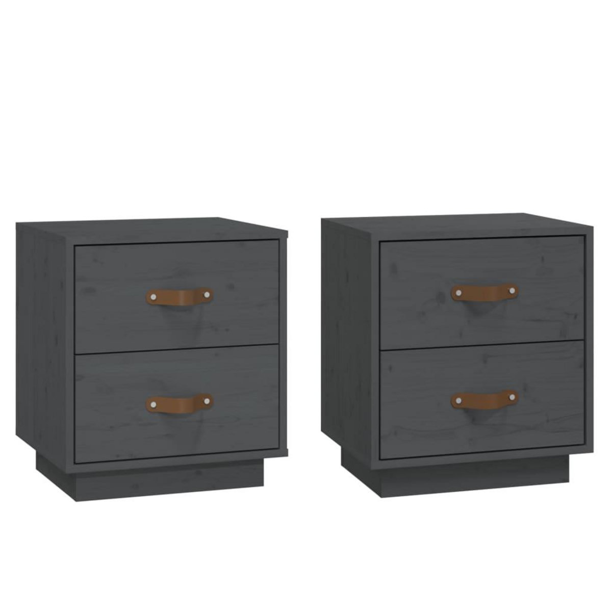 VIDAXL Tables de chevet 2 pcs Gris 40x34x45 cm Bois de pin massif