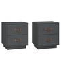 Voir la diapositive 2 : VIDAXL Tables de chevet 2 pcs Gris 40x34x45 cm Bois de pin massif