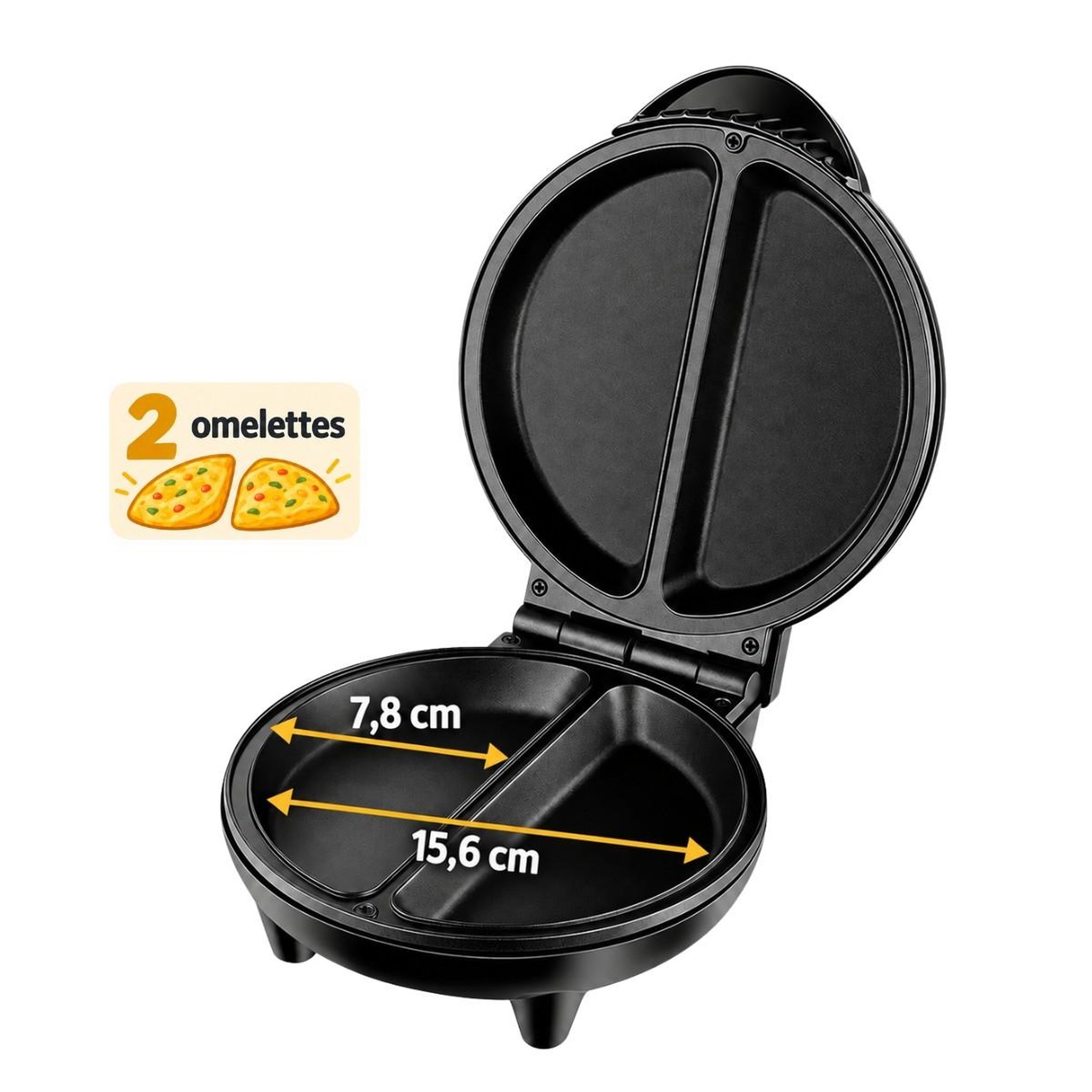 Voir la diapositive 4 : MELISSA Petit Appareil à Omelettes électrique 750W 2 omelettes simultanées Noir Cuisson Rapide Ideal Petit Dej Melissa