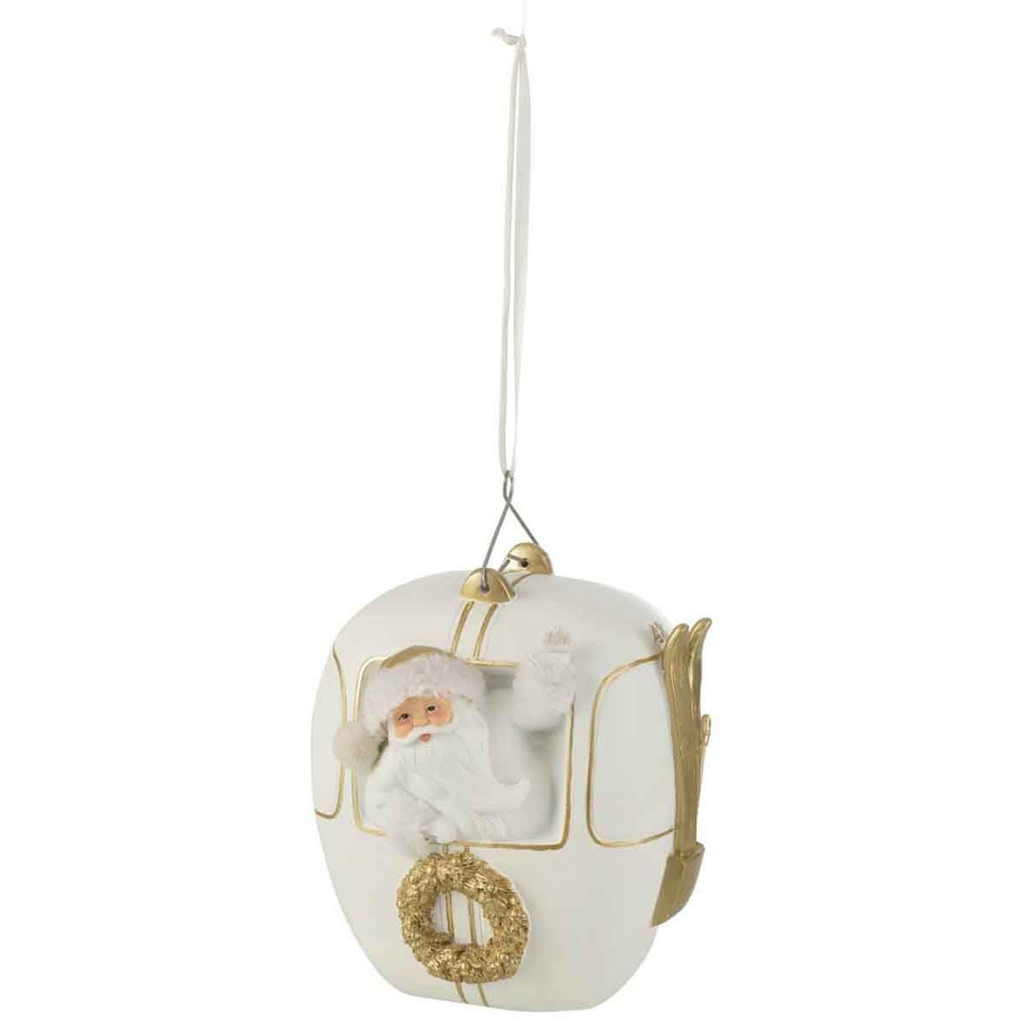 Voir la diapositive 1 : J-LINE Boule de Noël  Téléphérique  20cm Blanc & Or