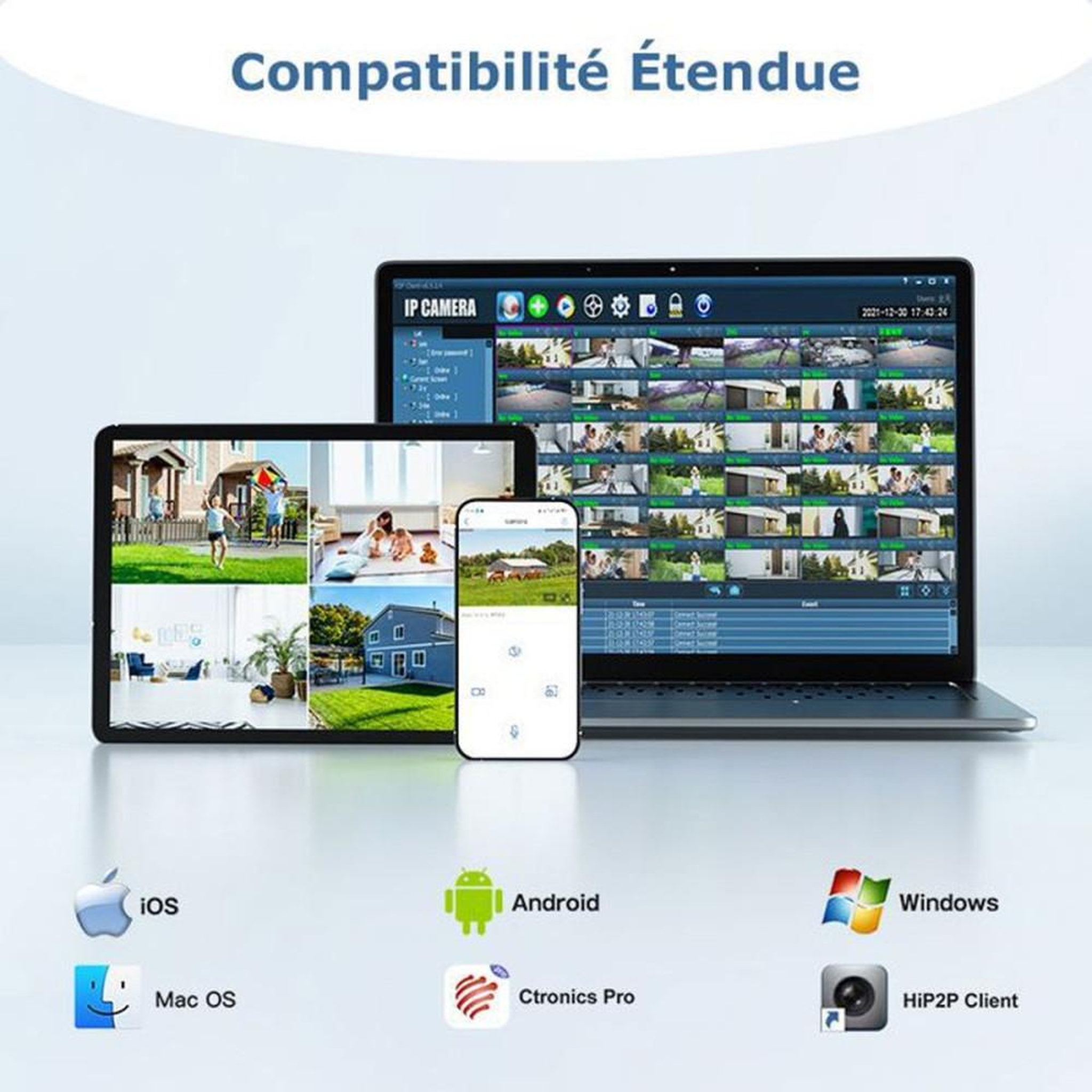 Voir la diapositive 5 : Caméra de surveillance extérieure WiFi 5MP Super HD, zoom optique 5X, vision nocturne couleur, détection humaine, RJ45 et WiFi 2,4/5 GHz