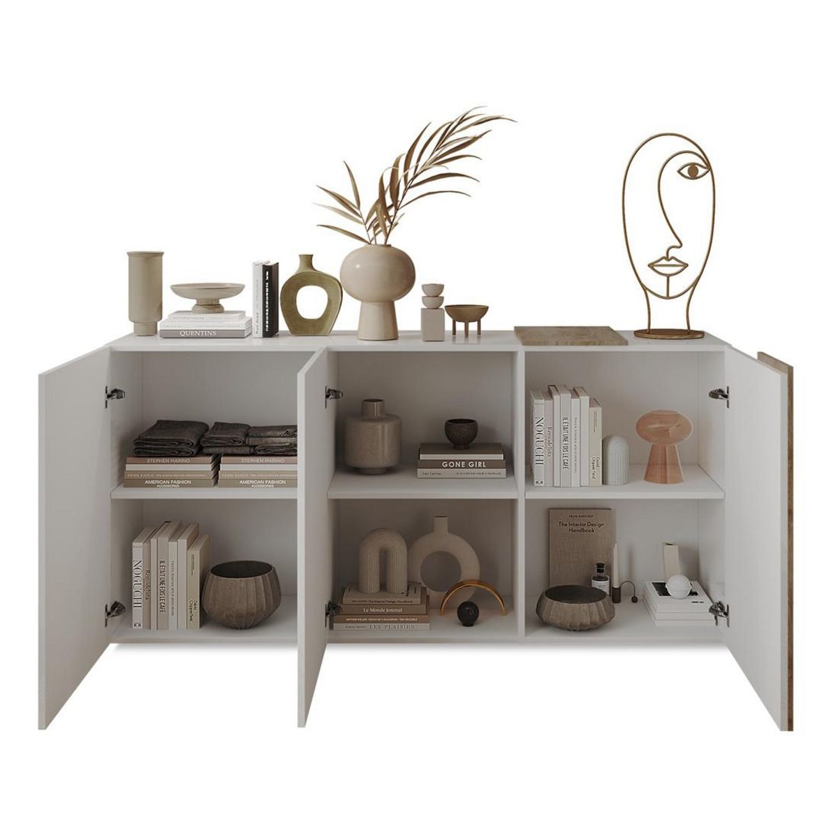 BEST MOBILIER Leon - buffet bas - 3 portes - 181 cm