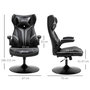 Voir la diapositive 3 : VINSETTO Fauteuil gaming base ronde métal pivotante 360° hauteur réglable tétière accoudoirs relevables PVC gris noir