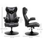 Voir la diapositive 3 : VINSETTO Fauteuil gaming base ronde métal pivotante 360° hauteur réglable tétière accoudoirs relevables PVC gris noir