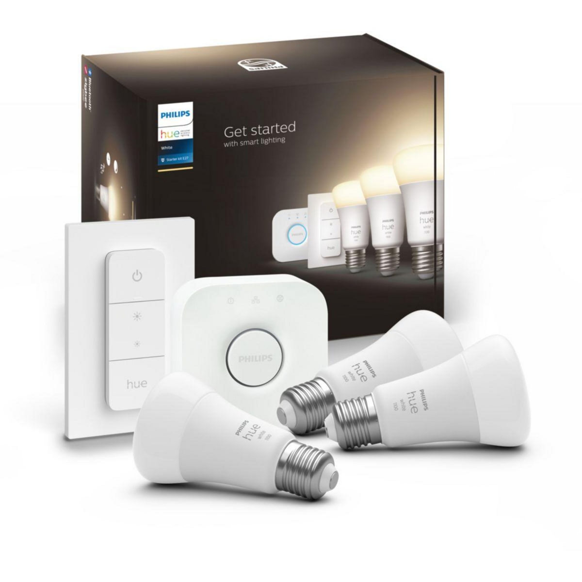 Philips Pack HUE White E27 x3 + pont + tlc