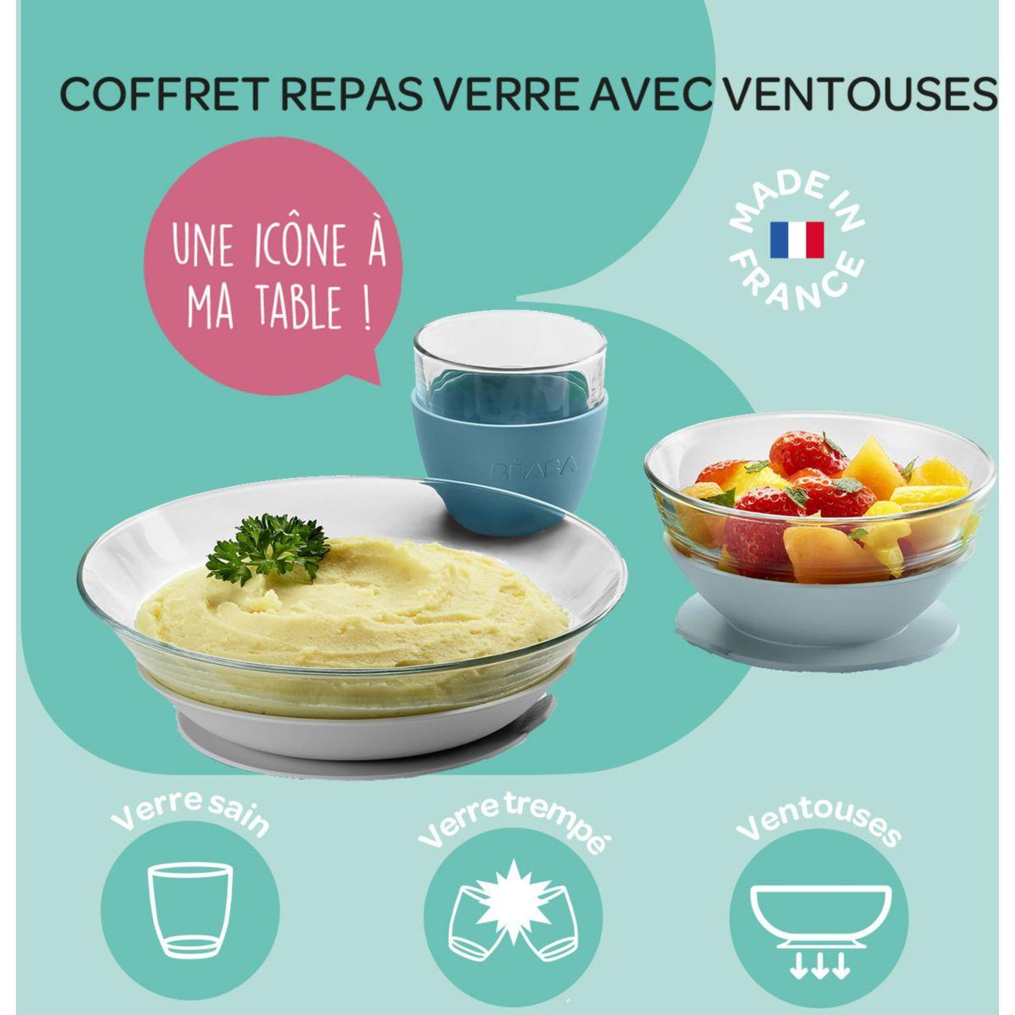 Voir la diapositive 2 : BEABA Coffret repas repas verre jungle