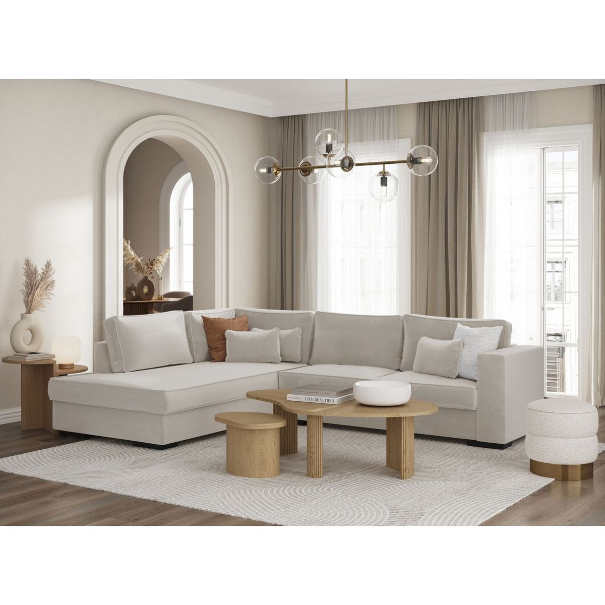  Canapé d'angle gauche 4 places tissu PENELOPE