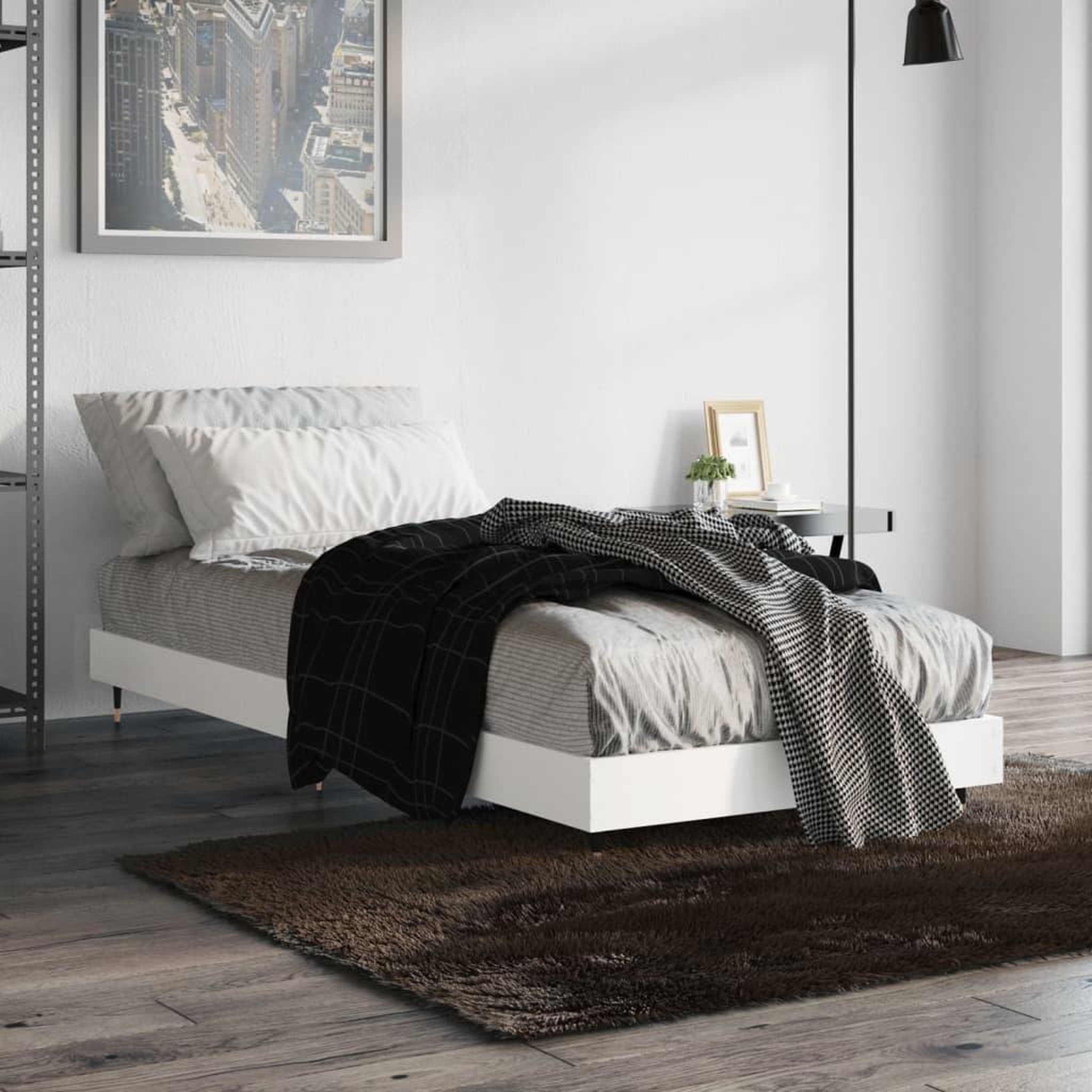 VIDAXL Cadre de lit sans matelas blanc 75x190 cm bois d'ingenierie
