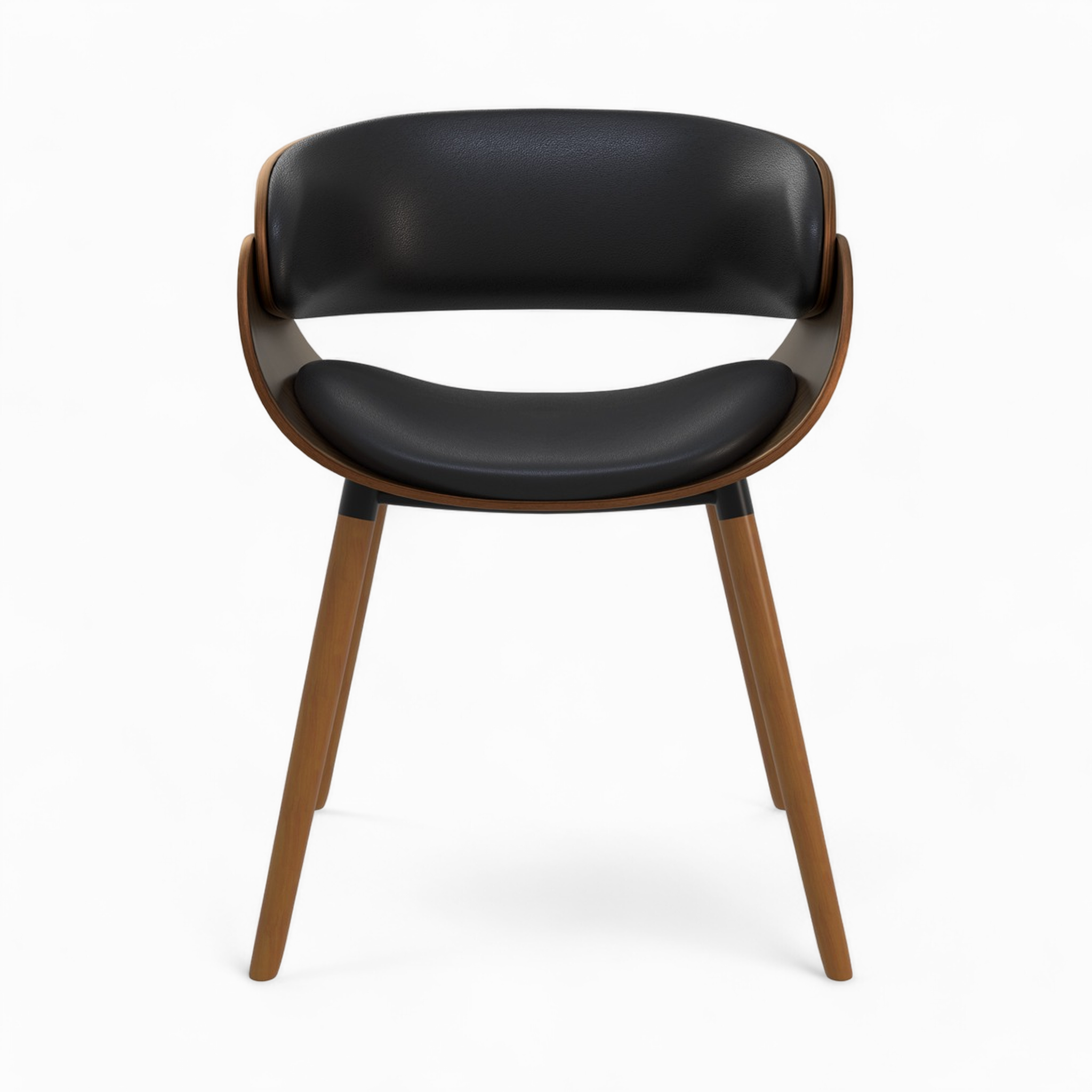 Voir la diapositive 6 : MAISON PAVANE Chaise en cuir synthétique noir et bois plaqué noyer-polo