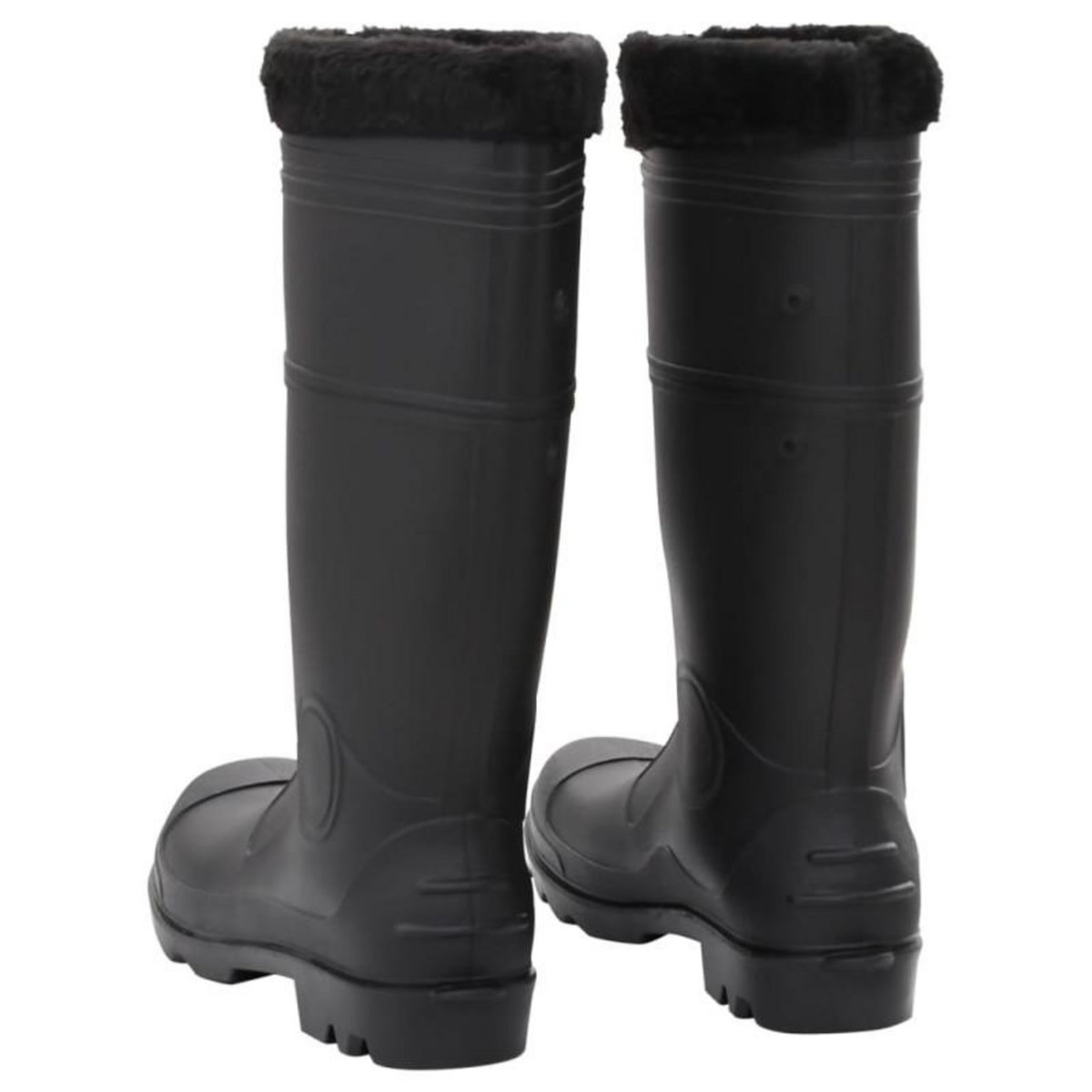 VIDAXL Bottes de pluie avec chaussettes amovibles noir taille 46 PVC