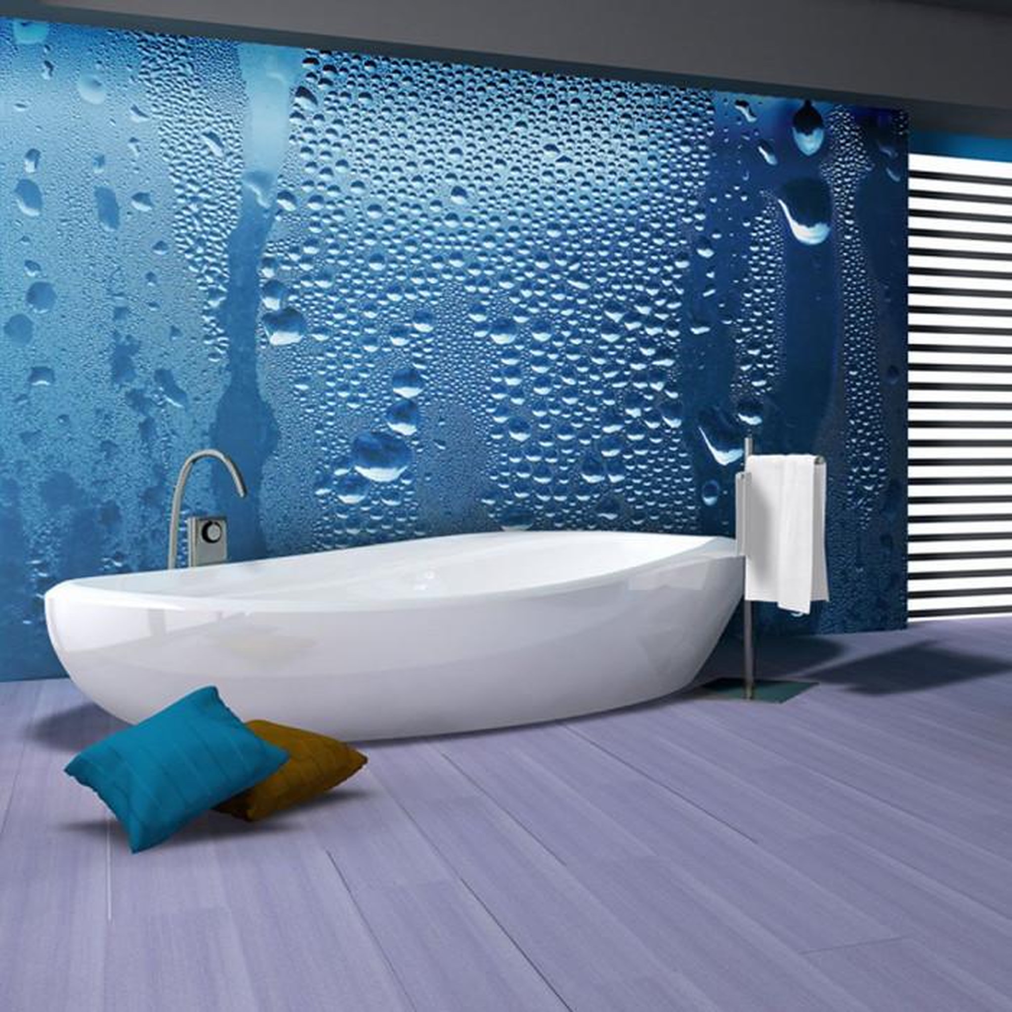 Paris Prix Papier Peint  Gouttes D'eau sur Verre Bleu. Coloris disponibles : Multicolore