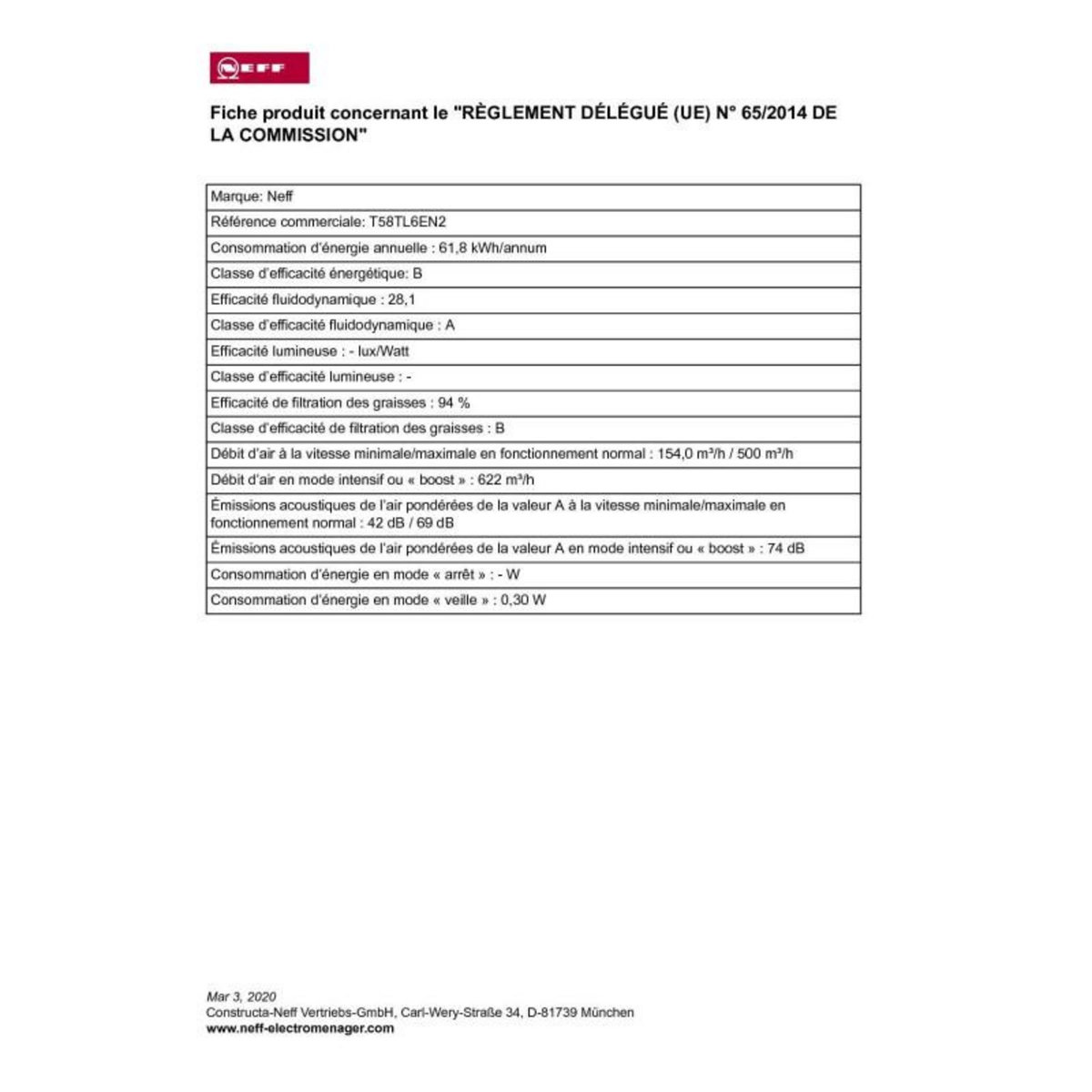 Neff Plaque induction 3700 622m³/h NEFF 82.6cm, T 58 TL 6 EN 2