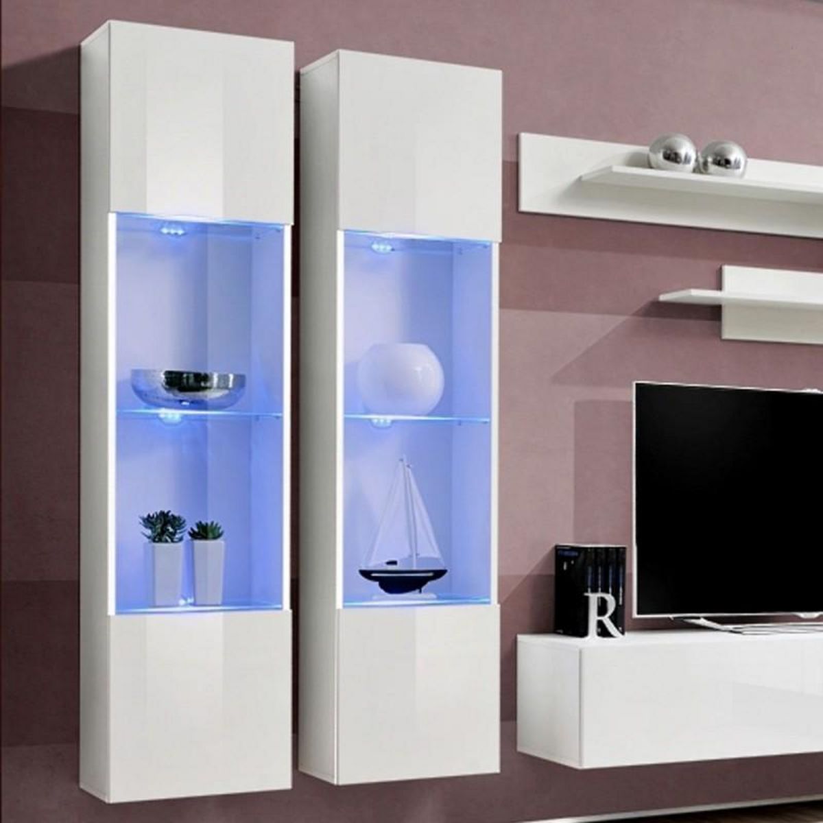 Paris Prix Meuble TV Mural Design  Fly III  310cm Blanc