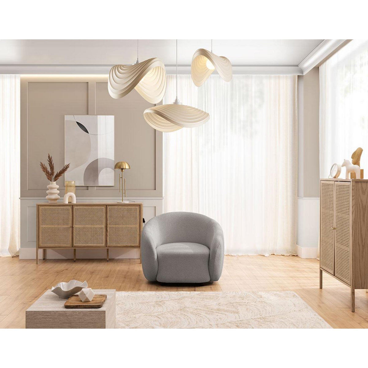 LISA DESIGN Flore - fauteuil en tissu bouclette