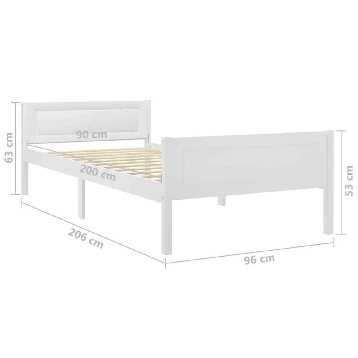 VIDAXL Cadre de lit Bois de pin massif Blanc 90x200 cm