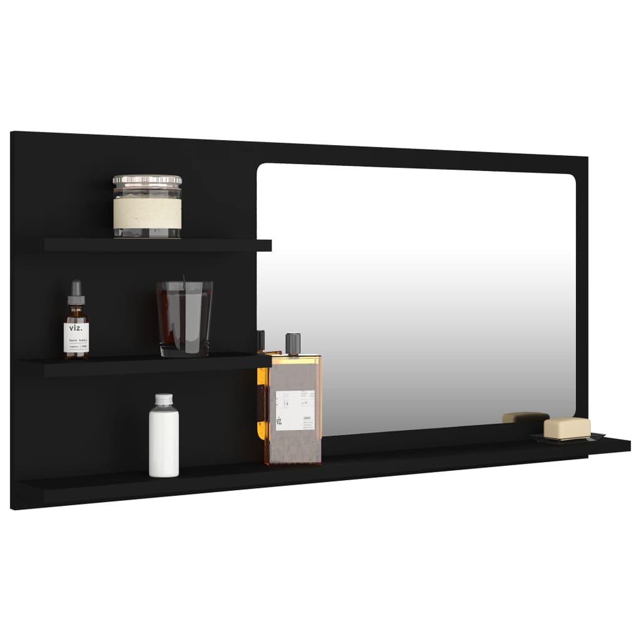 Voir la diapositive 3 : VIDAXL Miroir de salle de bain noir 90x10,5x45 cm bois d'ingenierie