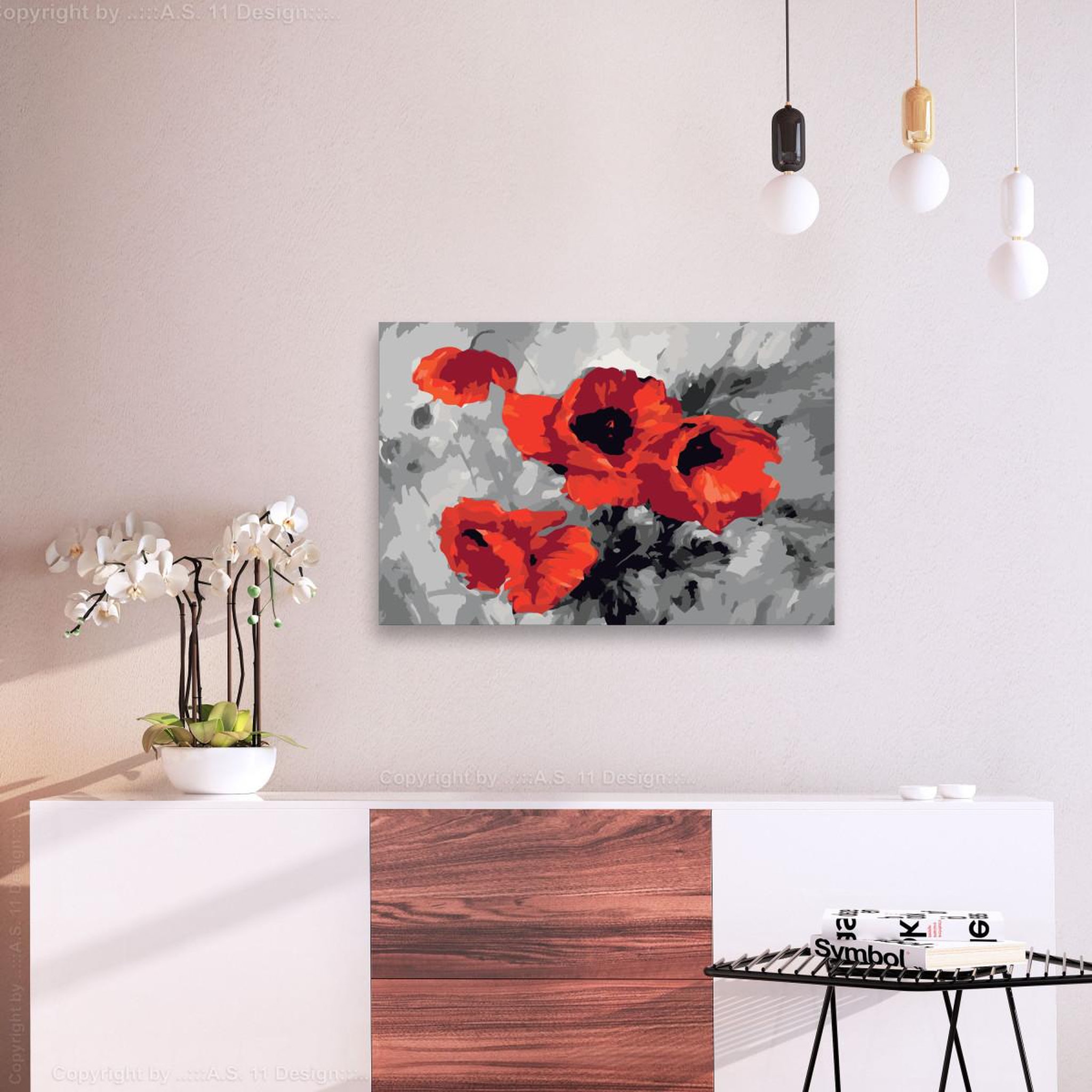 Voir la diapositive 2 : Paris Prix Tableau à Peindre Soi-Même  Bouquet de Coquelicots  40x60cm