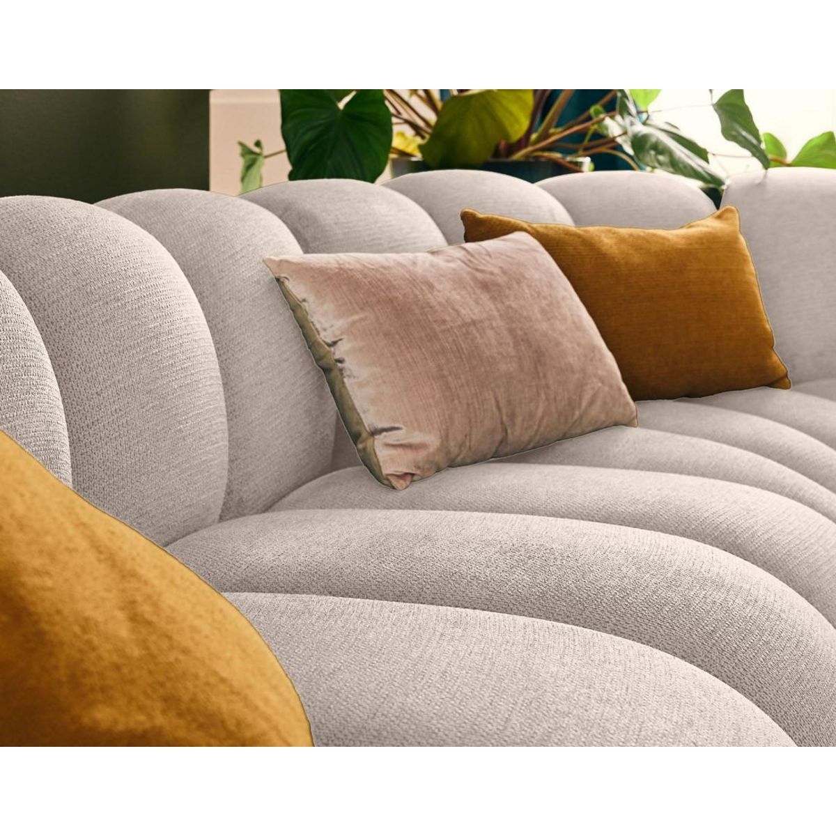 LISA DESIGN Debbie - canapé modulable d'angle droit 5 places en tissu texturé