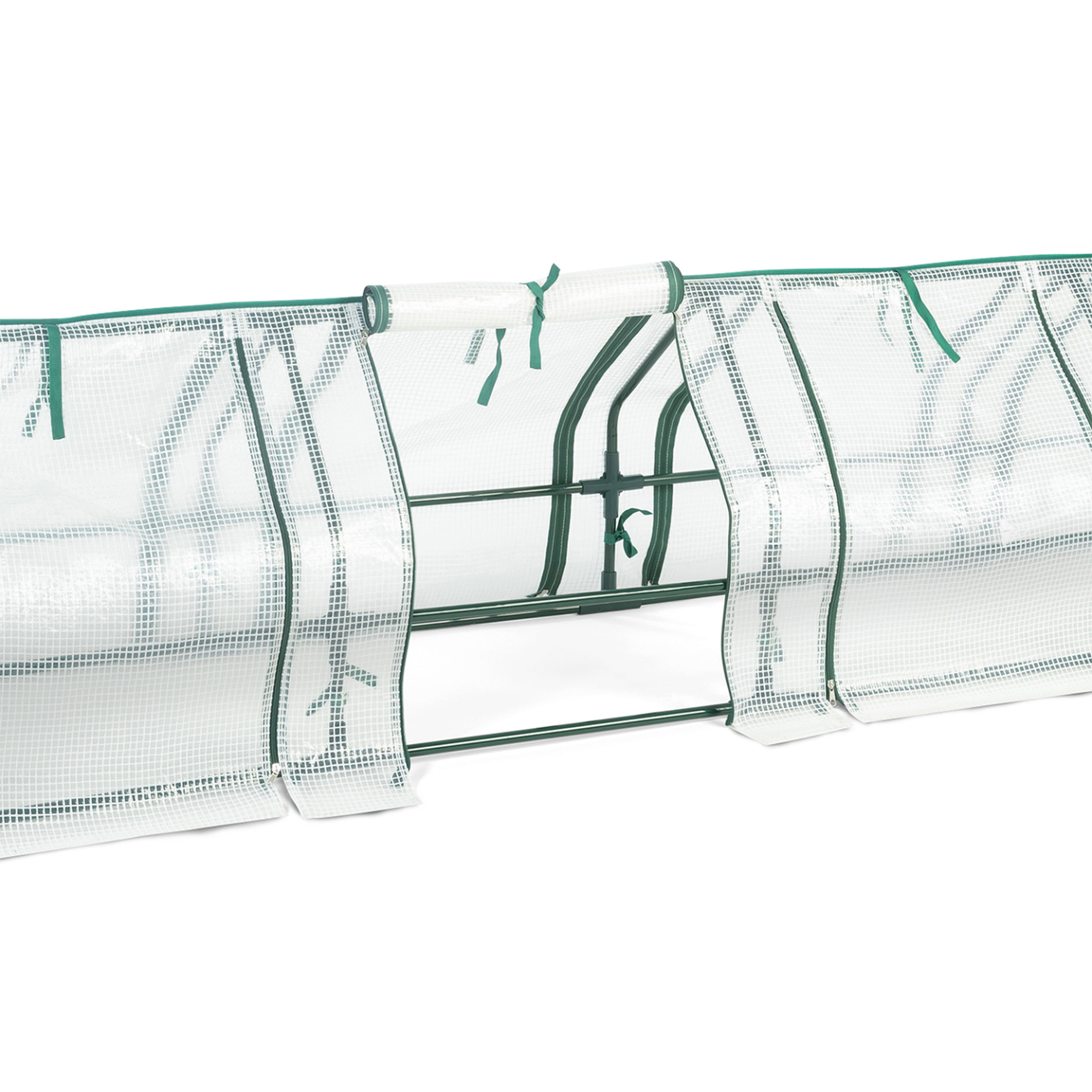 Voir la diapositive 5 : ID MARKET Mini serre de jardin tunnel 300 x 50 x 50 cm avec bâche anti-uv et 10 fenêtres enroulables blanche