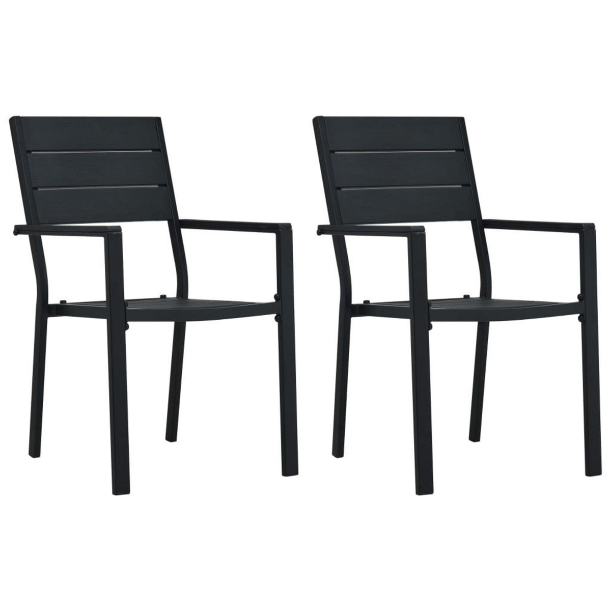 VIDAXL Chaises de jardin lot de 2 Noir PEHD Aspect de bois