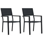 VIDAXL Chaises de jardin lot de 2 Noir PEHD Aspect de bois
