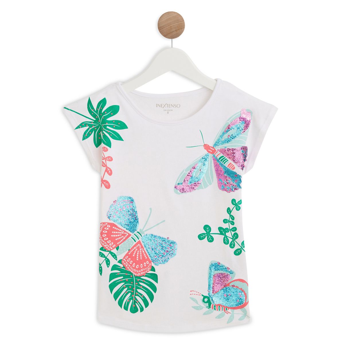 IN EXTENSO T-shirt manches courtes à sequins papillons fille