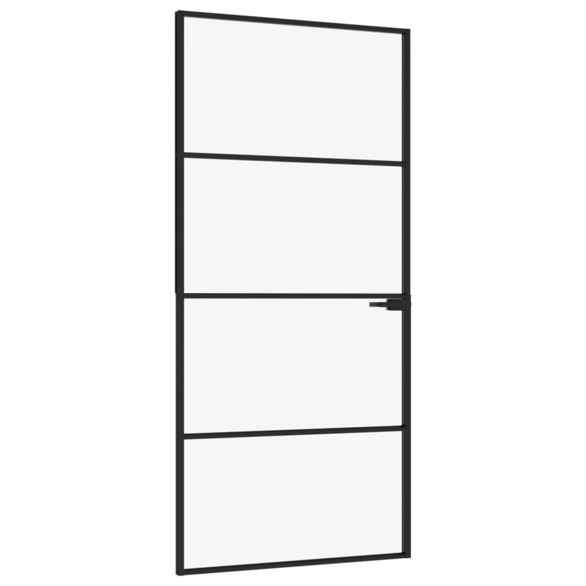 VIDAXL Porte d'interieur Noir 93x201,5 cm Trempe verre aluminium fin