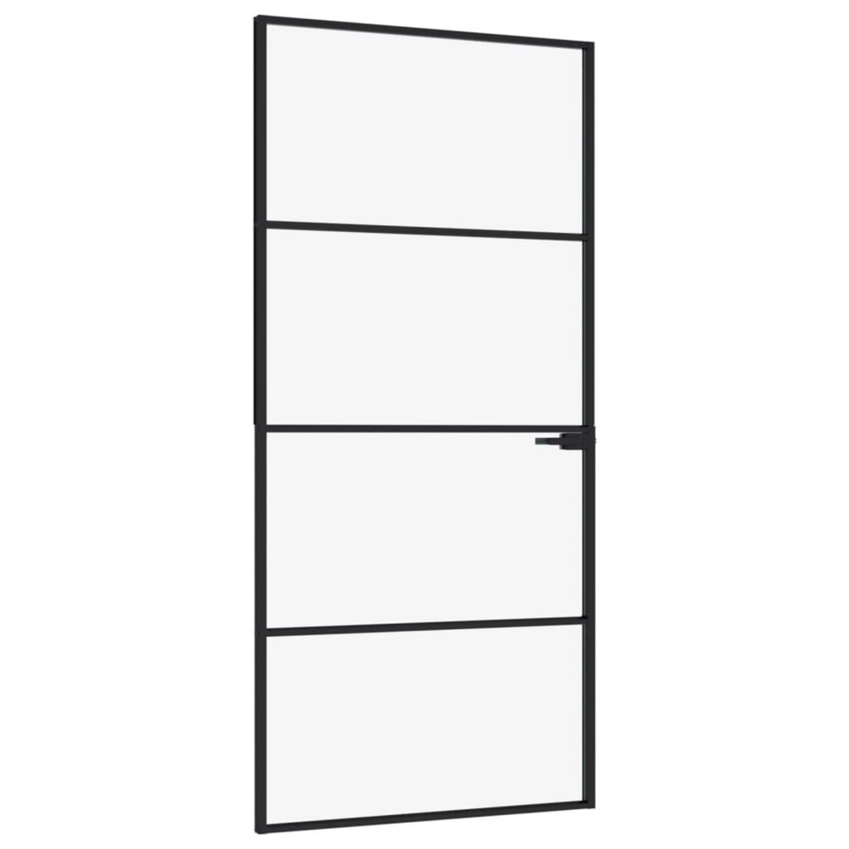 VIDAXL Porte d'interieur Noir 93x201,5 cm Trempe verre aluminium fin