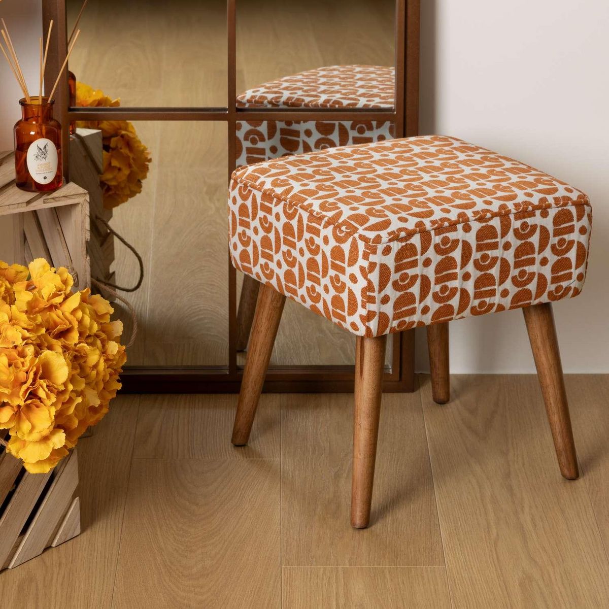 ATMOSPHERA Tabouret d'appoint en tissu jacquard CHIARA